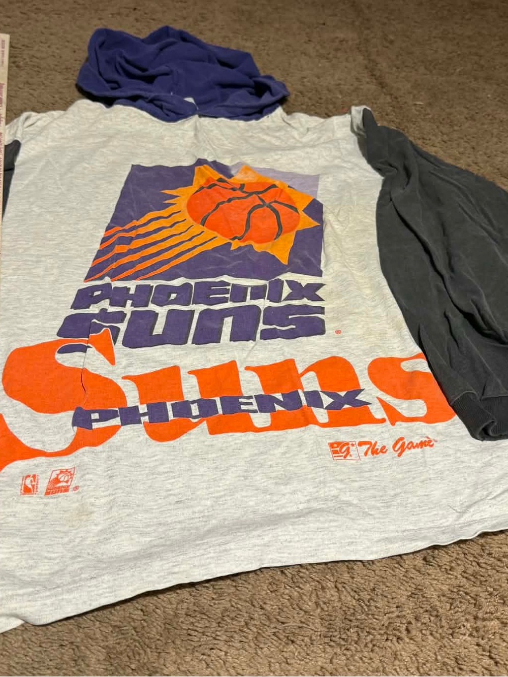 The Game Phoenix Suns Hooded Raglan Tee in Gray, Purple & Orange